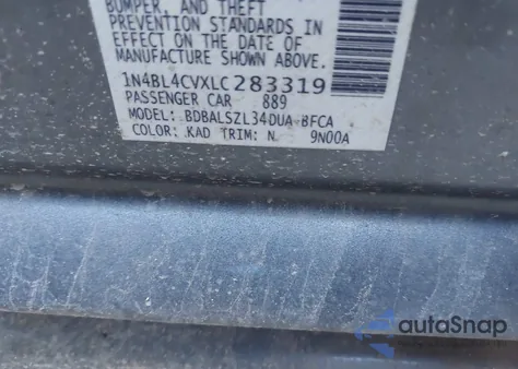 2020 Nissan Altima Sr Fwd z USA, uszkodzony, nr VIN 1N4BL4CVXLC283319